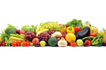 background white isolated layout vegetables fruits fresh collage wide fruit grocery vegetable store...