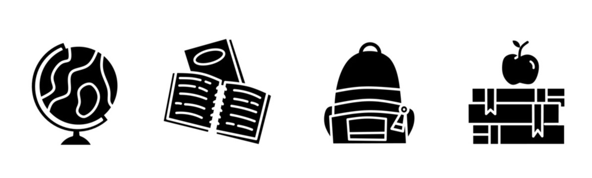 School equipment icon vector. Black color icon illustration design. Stock vector.