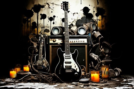 music grunge guitar keyboard piano note sax saxophone box background wacky cool awesome melody nostalgic old older dirty dirt grimy oldie outofdate used art audio bass clip clubbing