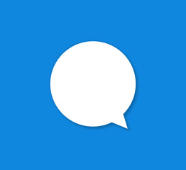 Cartoon illustration 3d sketch of a round speech bubble on a blue background