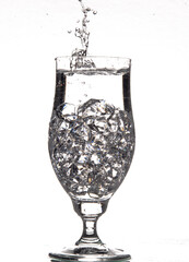 The photo design of a glass of water with a white background
