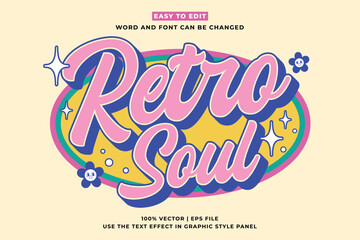 Retro vintage editable text effect. Retro Soul 3d cartoon style premium vector © Fatboy29Basic