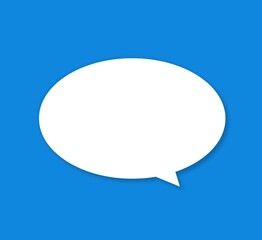 Cartoon illustration 3d sketch of oval speech bubble on blue background