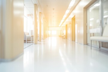 concept medical healthcare effect defocused background interior clinic blur corridor hospital luxury abstract medicals blurred hallway health care center hall architecture business light - obrazy, fototapety, plakaty