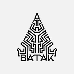 Indonesian batak house building asian house line pop Art colorful design vector