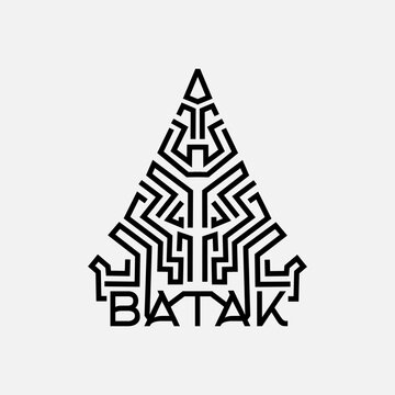 Indonesian batak house building asian house line pop Art colorful design vector