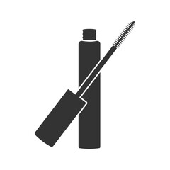 Mascara with brush black silhouette icon