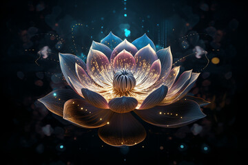 beautiful lotus gracefully poised on dark background