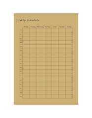 weekly schedule planner. Minimalist planner template set. Vector illustration.	