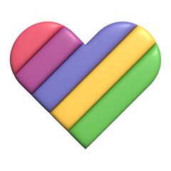 3d heart shape striped rainbow colorful symbol for element