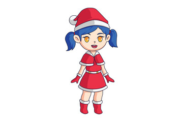 Cute Christmas Girl Cartoon Character Design