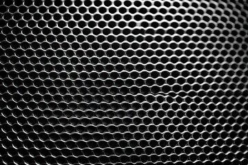 texture grill speaker mesh metal background cell closeup macro black light pattern abstract grille sound music steel protection industrial audio - obrazy, fototapety, plakaty