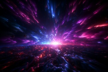 rendering 3d other celebration carnival party event background cosmic universe explosion galaxy light speed colors glow neon purple blue abstract bg fireworks photon ray technology flash
