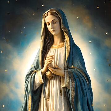 Portrait of lady of grace, Virgin Mary statue