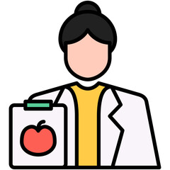 Nutritionist Icon. Food Dietician Specialist Symbol Stock Illustration. Vector Filled Line Icons For UI Web Design And Presentation