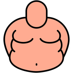 Obesity Icon. Belly Obese Overweight Symbol Stock Illustration. Vector Filled Line Icons For UI Web Design And Presentation