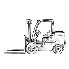 Heavy Equipment Vehicle Forklift handdrawn