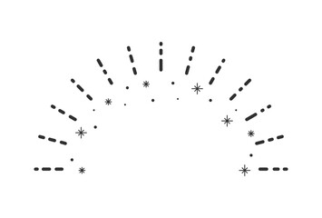 おしゃれなキラキラのデコレーションフレーム - 半円の放射状の途切れ線
