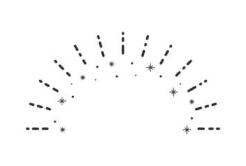 Foto op Plexiglas おしゃれなキラキラのデコレーションフレーム - 半円の放射状の途切れ線  © Spica