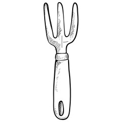 gardening fork handdrawn illustration