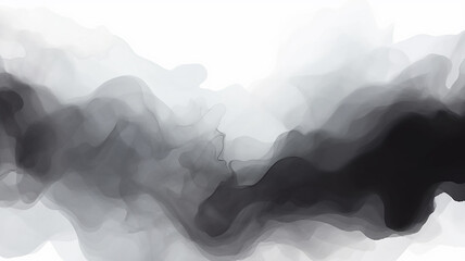 black watercolor waves, streaks and spots of paint and ink on a white background, transparent overlay layer - obrazy, fototapety, plakaty