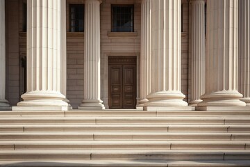 facade building Classical detail stairs row pillars Stone pillar column court colonnade facades new york city classic post office united architecture law background exterior government - obrazy, fototapety, plakaty