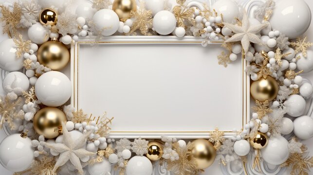 White christmas theme baroque frame