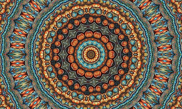 Abstract kaleidoscope background. Beautiful multicolor kaleidoscope texture. Unique mandala design.