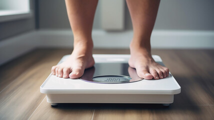 Fototapeta premium problem of being overweight, a person's legs in close-up