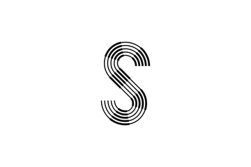 Logo S Letter monogram parallel lines shapes, Alphabet Design Template.