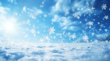 A mesmerizing scene of snowflakes drifting in the wind. Generative AI.