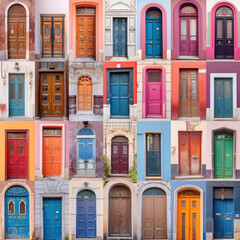 Vibrant Collage of Unique and Colorful Doors