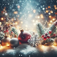 Naklejka na ściany i meble Christmas Background with Christmas Tree Happy