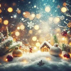 Fototapeta na wymiar Christmas Background with Christmas Tree Happy