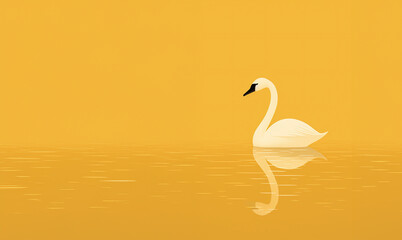 swan in yellow very simple flat illustration