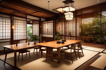 Fototapeta na wymiar Dinning Room with Japanese Style 