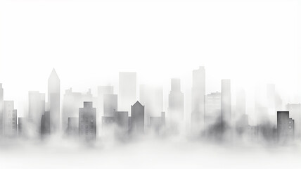architectural white urban background with copy space, row of houses on white fog , blank design, urban concept