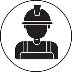 Construction worker icon. Labor, builder, employee, hardhat concept. Simple flat style. Fill vector design illustration isolated on Transparent background. Vector Person Profile Avatar.