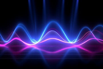lines dynamic glowing violet blue pink impulse energy quantum power pulse spectrum ultraviolet chart equalizer show laser light neon background panoramic abstract render