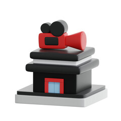 3d rendering cinema building illustration