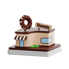 3d rendering donuts bakery building illustration