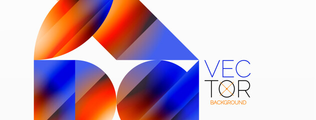 Serene gradient template. Circles and triangles mingle in minimalist perfection. Gentle fusion of forms and hues creates balanced yet captivating backdrop, embodying modern sophistication