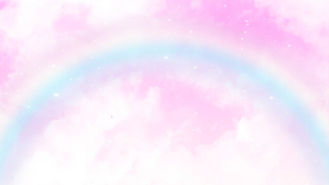 Rainbow fairy cloud background with a pink color