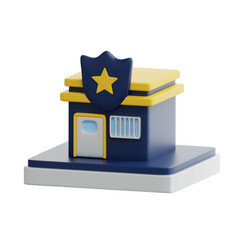 3d rendering police station building illustration