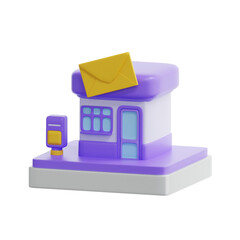 3d rendering post office building illustration