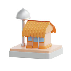 3d rendering restaurant building illustration