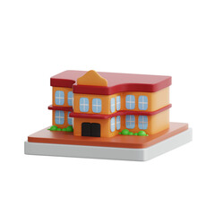 3d rendering school building illustration