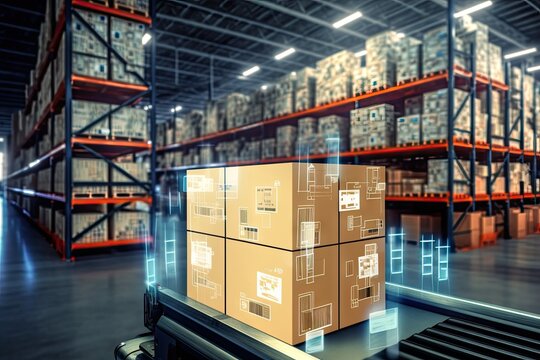 time pick order product check can storehouse boxes group concept technology chain supply management inventory warehouse asset codes qr 0 4 industry logistic smart system digital background
