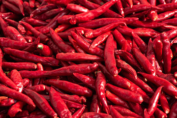 Ripe red hot chili peppers vegetable texture background. 