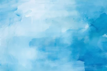 Zelfklevend Fotobehang background blue painted hand watercolor abstract brush colourful sky water paint art blot artistic stain cover banner modern ink fun music splash paper © akkash jpg